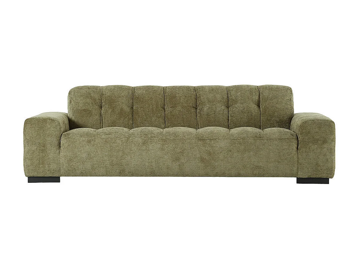 Canapé droit 4 places en velours tressé kaki