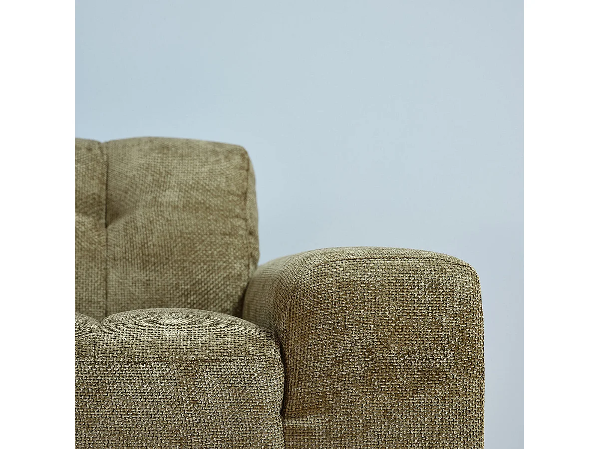 Canapé droit 4 places en velours tressé kaki