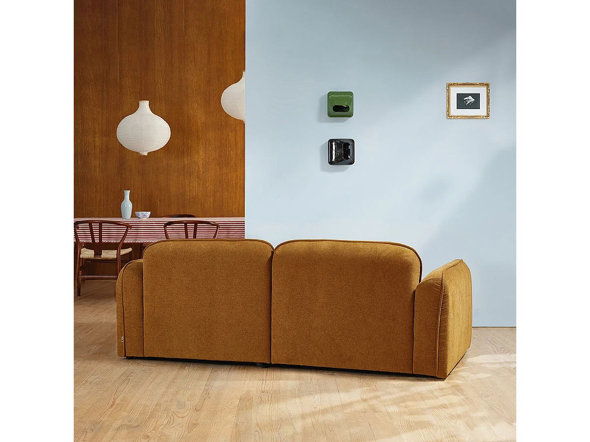 Divano lineare a 3 posti in velluto color bronzo