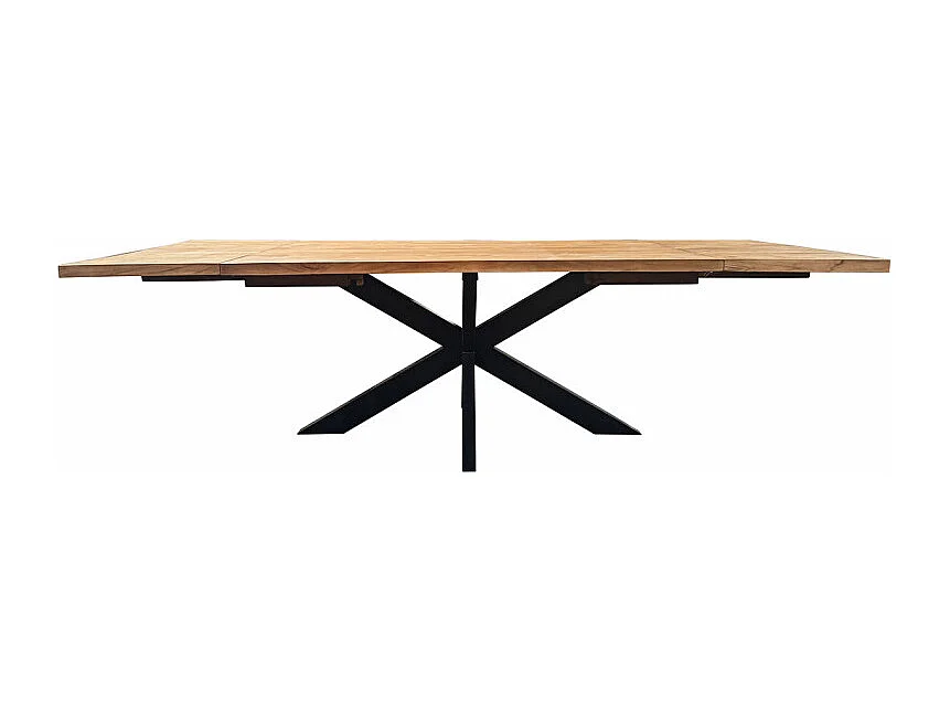 Table à manger extensible 200/300 teck recyclé pieds métal – ORLANDO