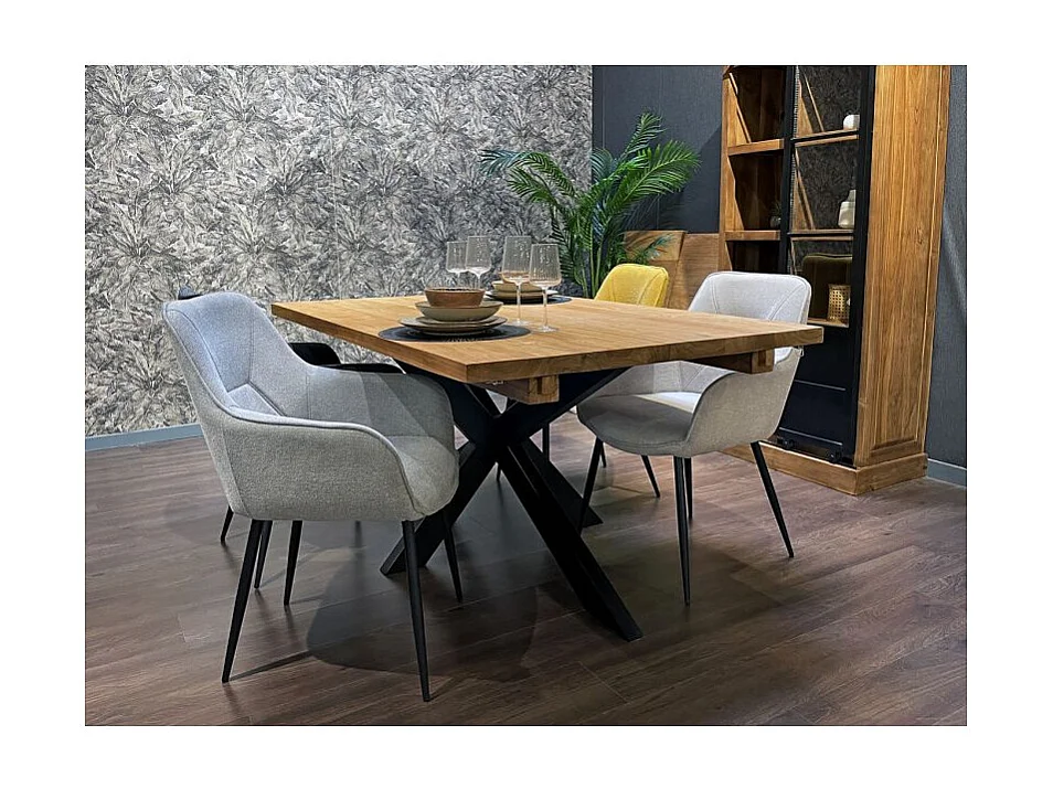 Table à manger extensible 200/300 teck recyclé pieds métal – ORLANDO