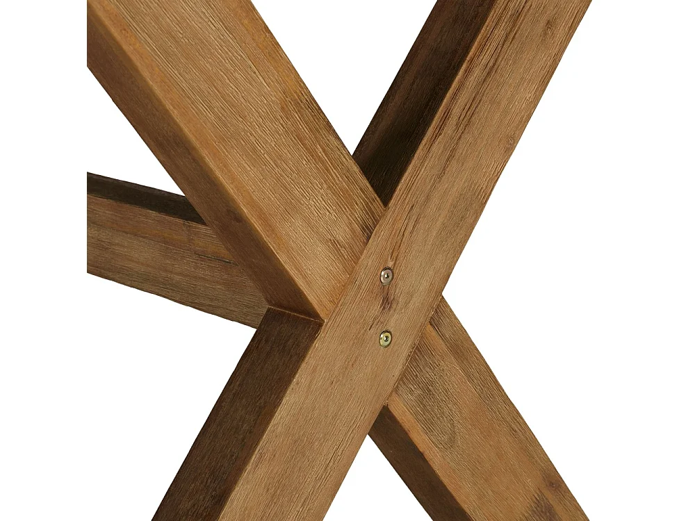 NESTOR - Table à manger 200x100cm effet béton marron pied en bois d'acacia