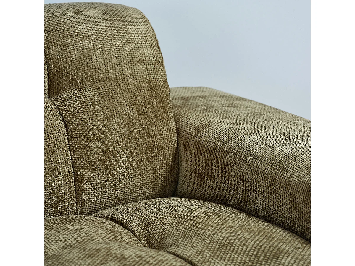 Canapé droit 3 places en velours tressé kaki