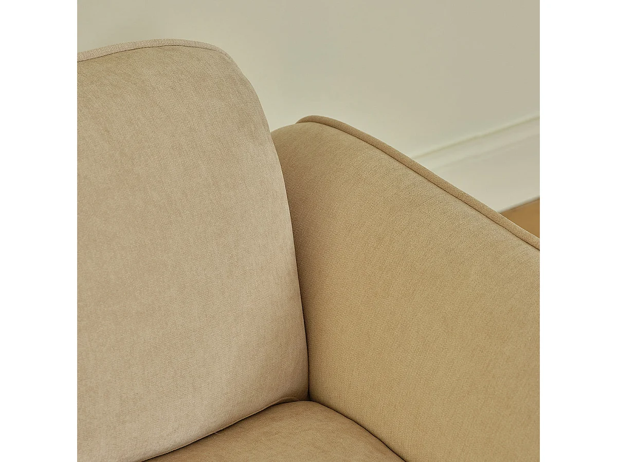 Divano lineare a 3 posti in velluto beige melange