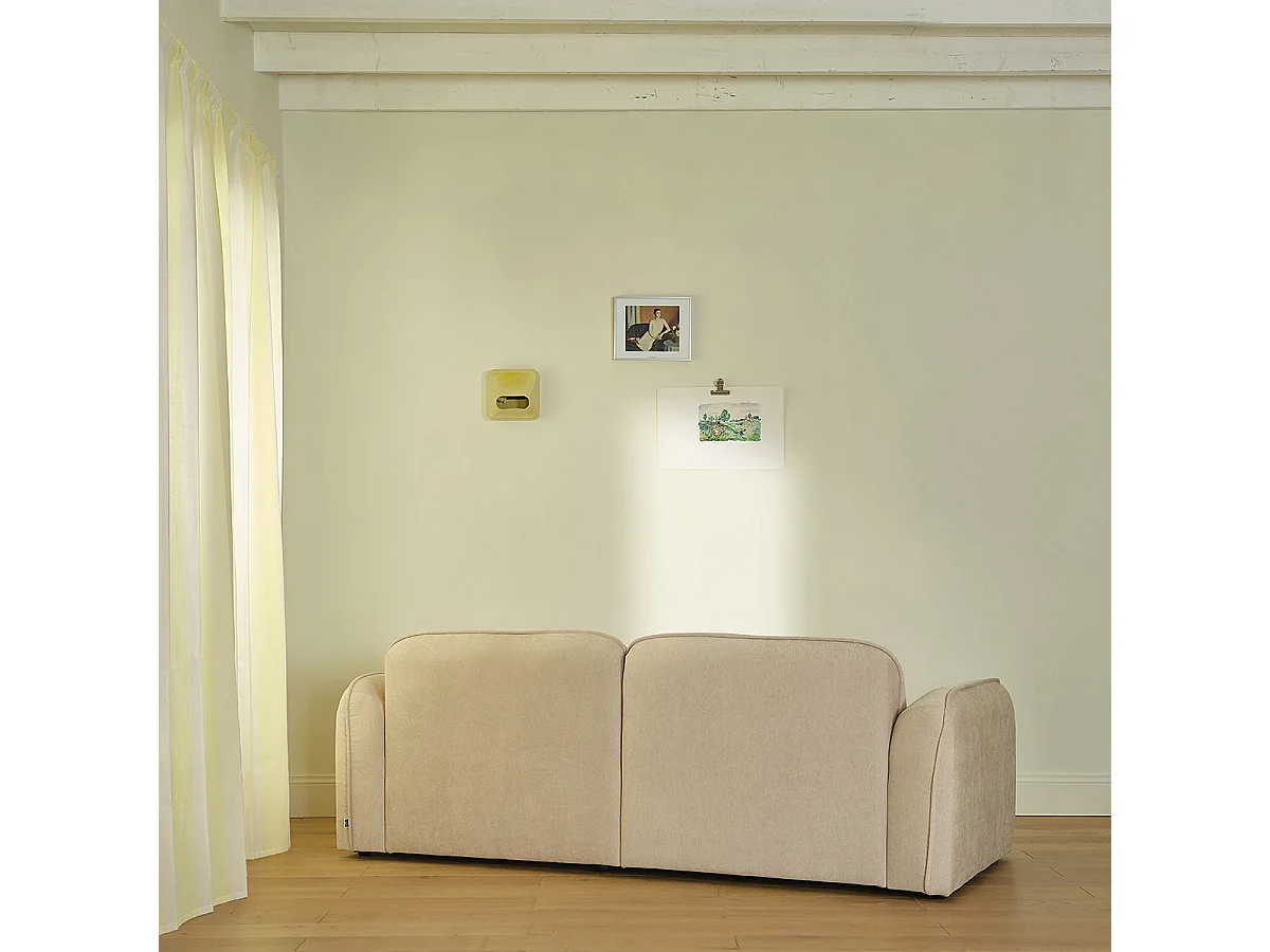 Divano lineare a 3 posti in velluto beige melange