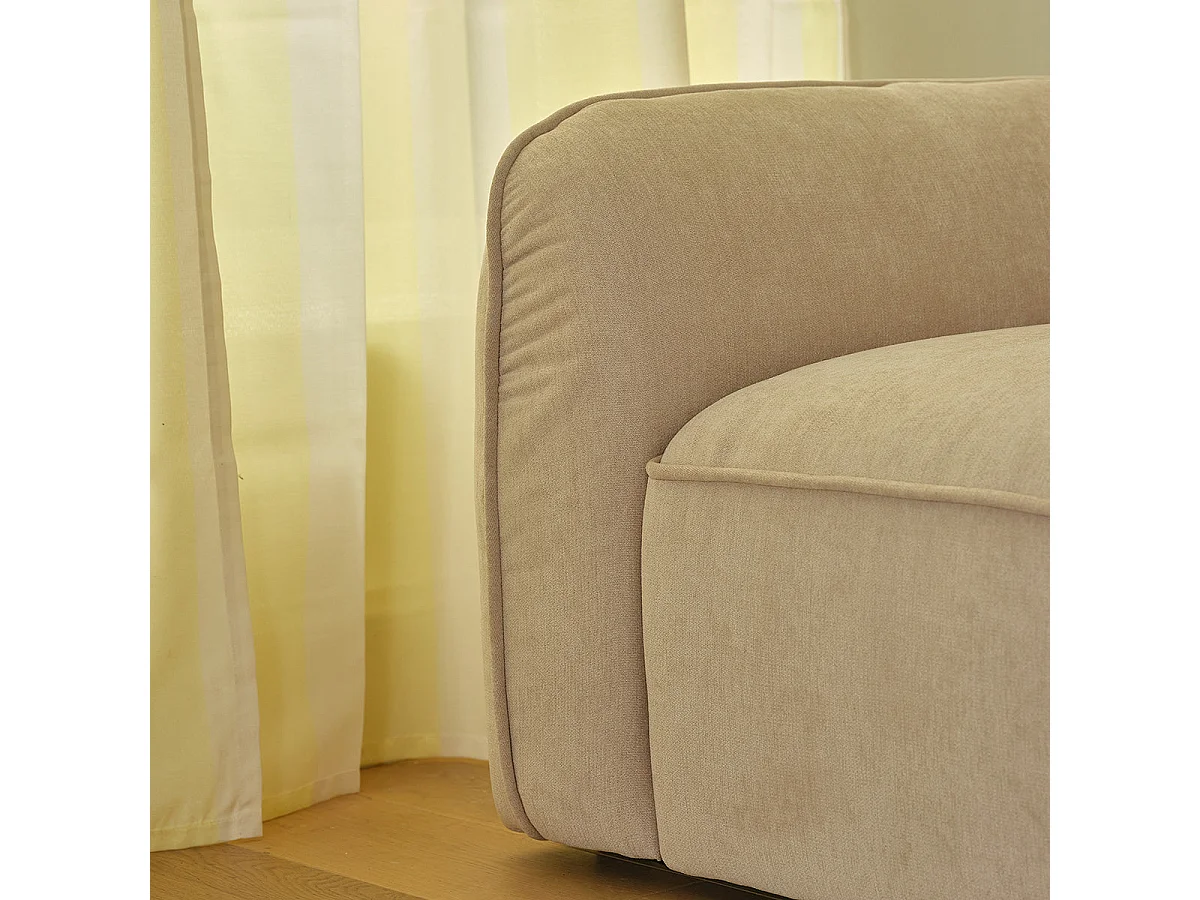 Divano lineare a 3 posti in velluto beige melange