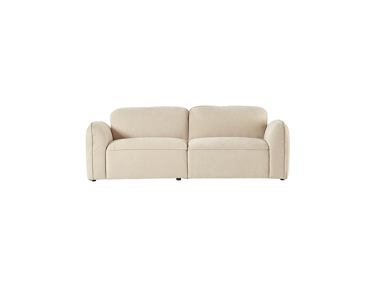 Divano lineare a 3 posti in velluto beige melange