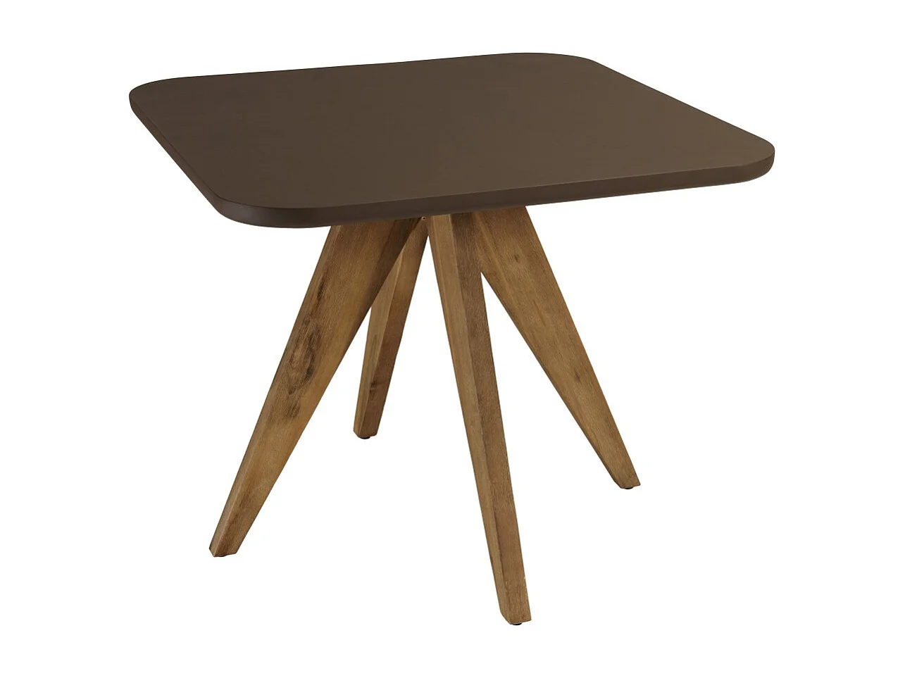 NESTOR - Table à manger carrée 90x90cm effet béton marron pied bois d'acacia