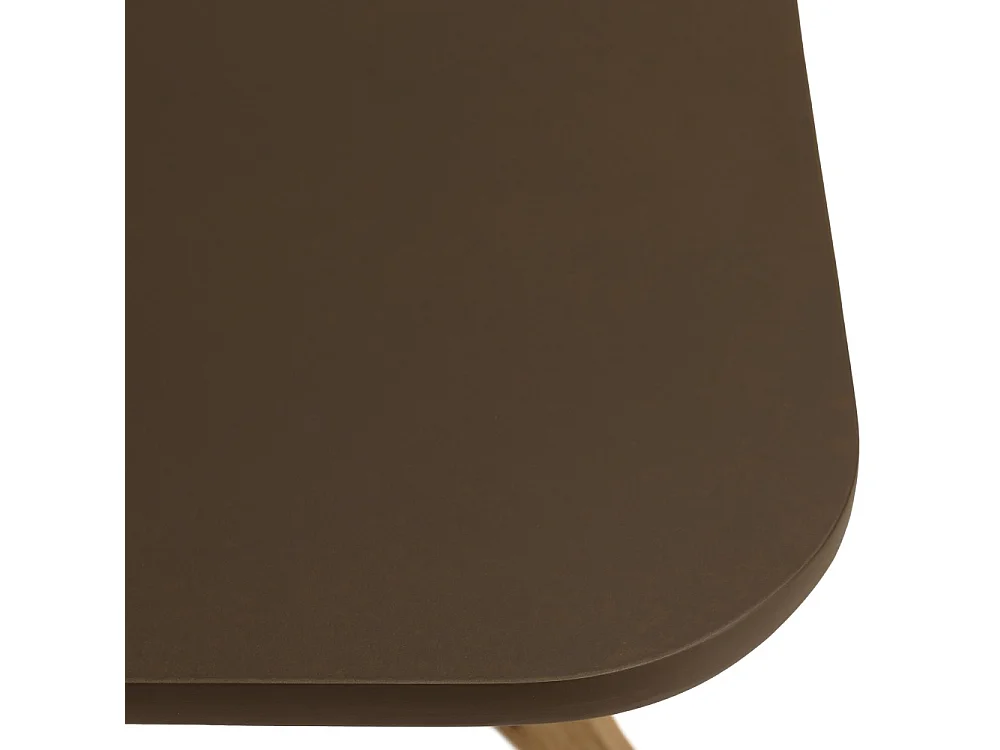 NESTOR - Table à manger carrée 90x90cm effet béton marron pied bois d'acacia