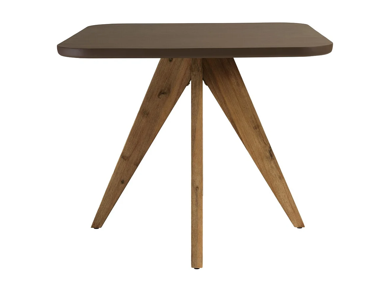 NESTOR - Table à manger carrée 90x90cm effet béton marron pied bois d'acacia