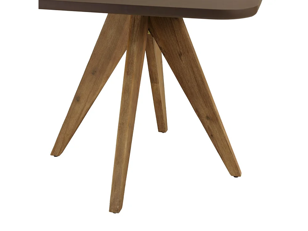 NESTOR - Table à manger carrée 90x90cm effet béton marron pied bois d'acacia