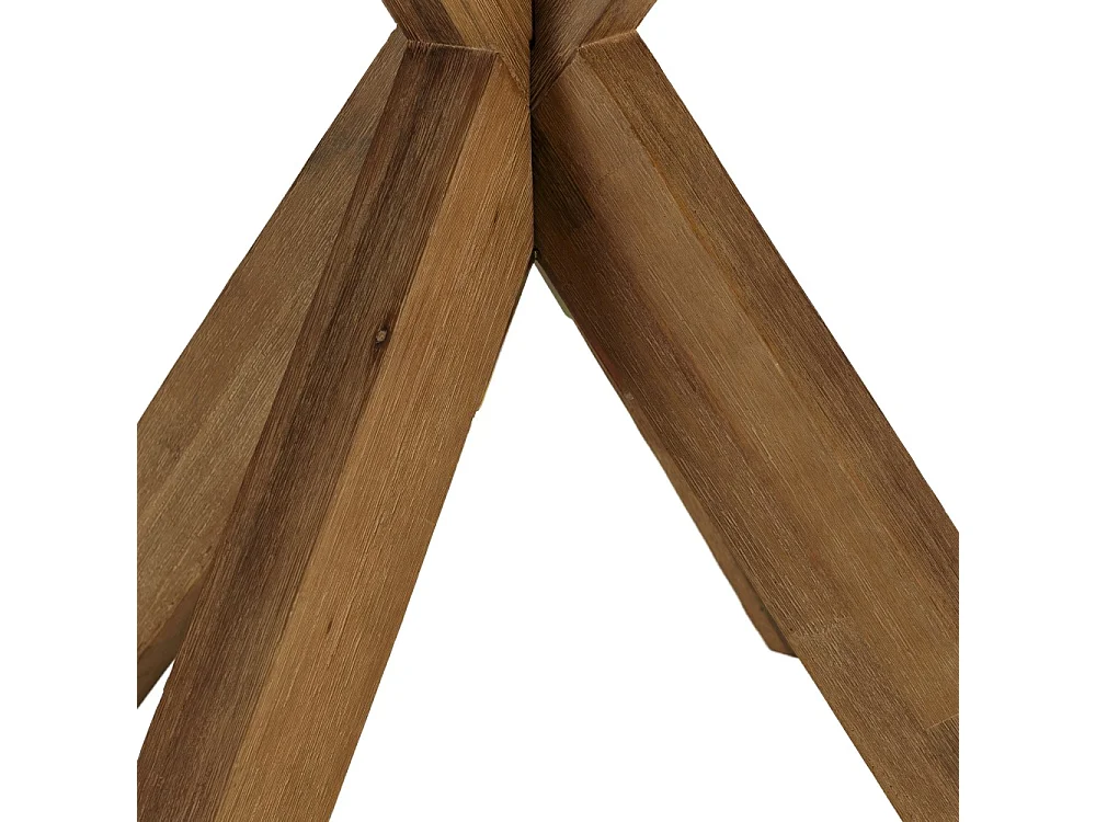 NESTOR - Table à manger ronde effet béton marron pied en bois d'acacia D100cm