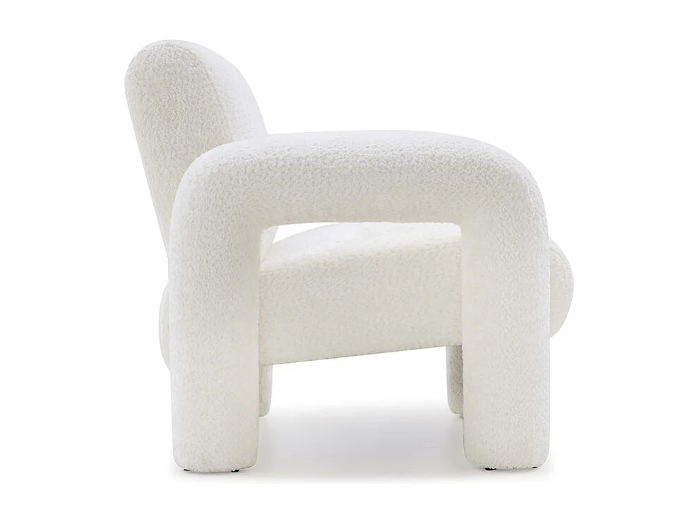 Fauteuil minimaliste tissu bouclette écru accoudoirs arche - ARCHIE
