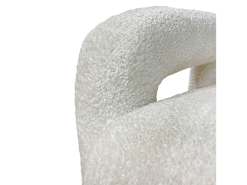 Fauteuil minimaliste tissu bouclette écru accoudoirs arche - ARCHIE