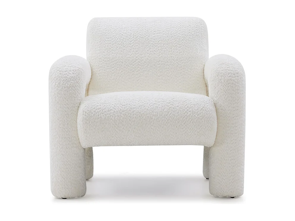 Fauteuil minimaliste tissu bouclette écru accoudoirs arche - ARCHIE