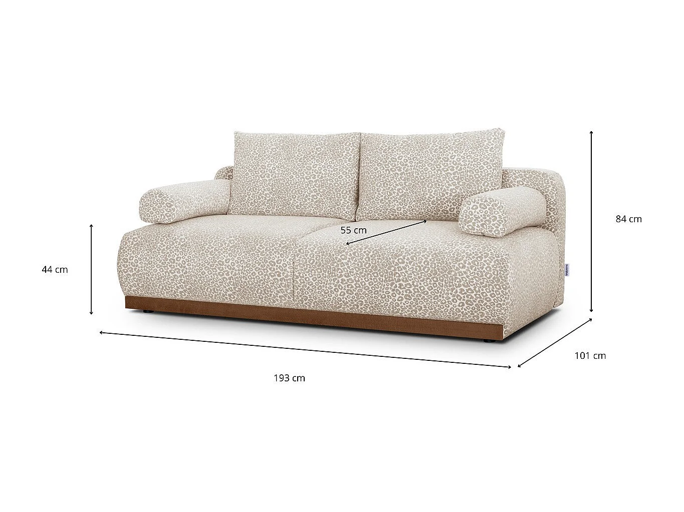 Canapé convertible 3 places avec coffre de rangement en tissu chenille léopard - ouverture rapide - Auteuil