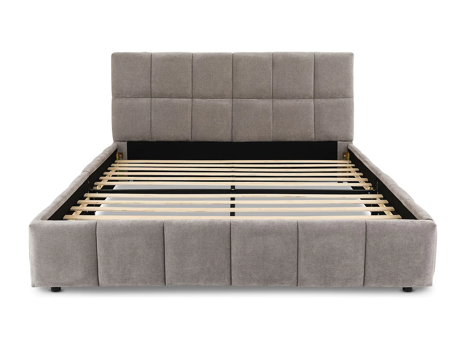 Lit Double EMILIA, Rembourré 160 x 200 cm Queen Size, Gris, avec Sommier à Lattes Inclus, Design Bubble, Tête de Lit Capitonnée