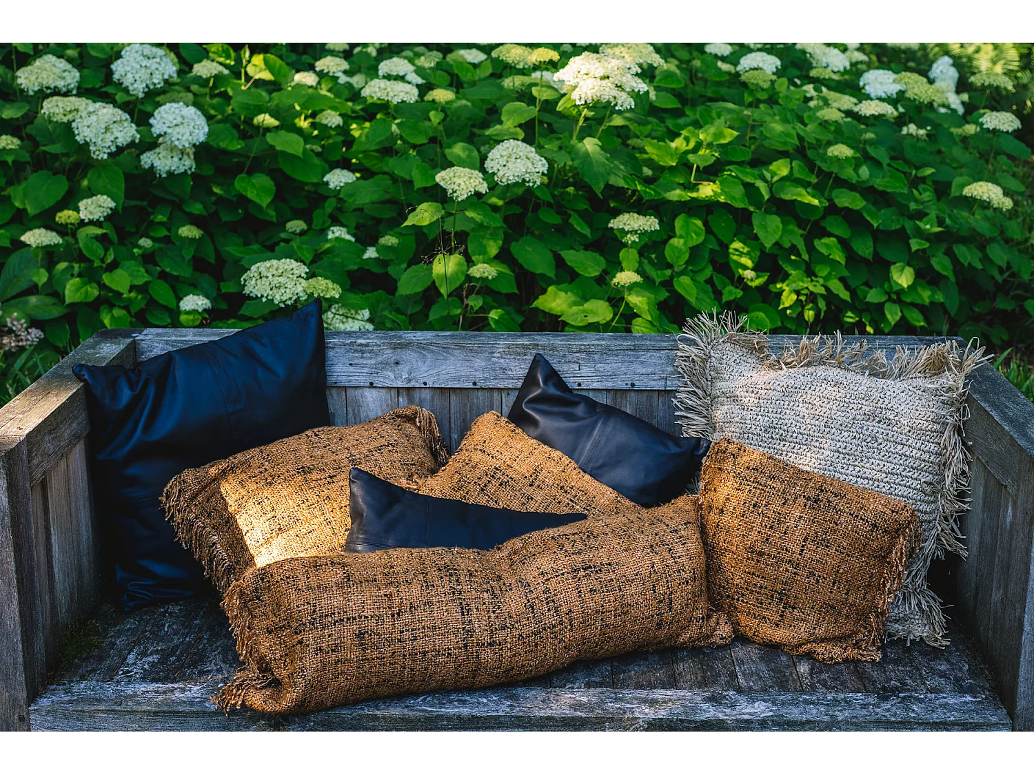 The Four Panel Leather Cushion Cover - Black - 40x40