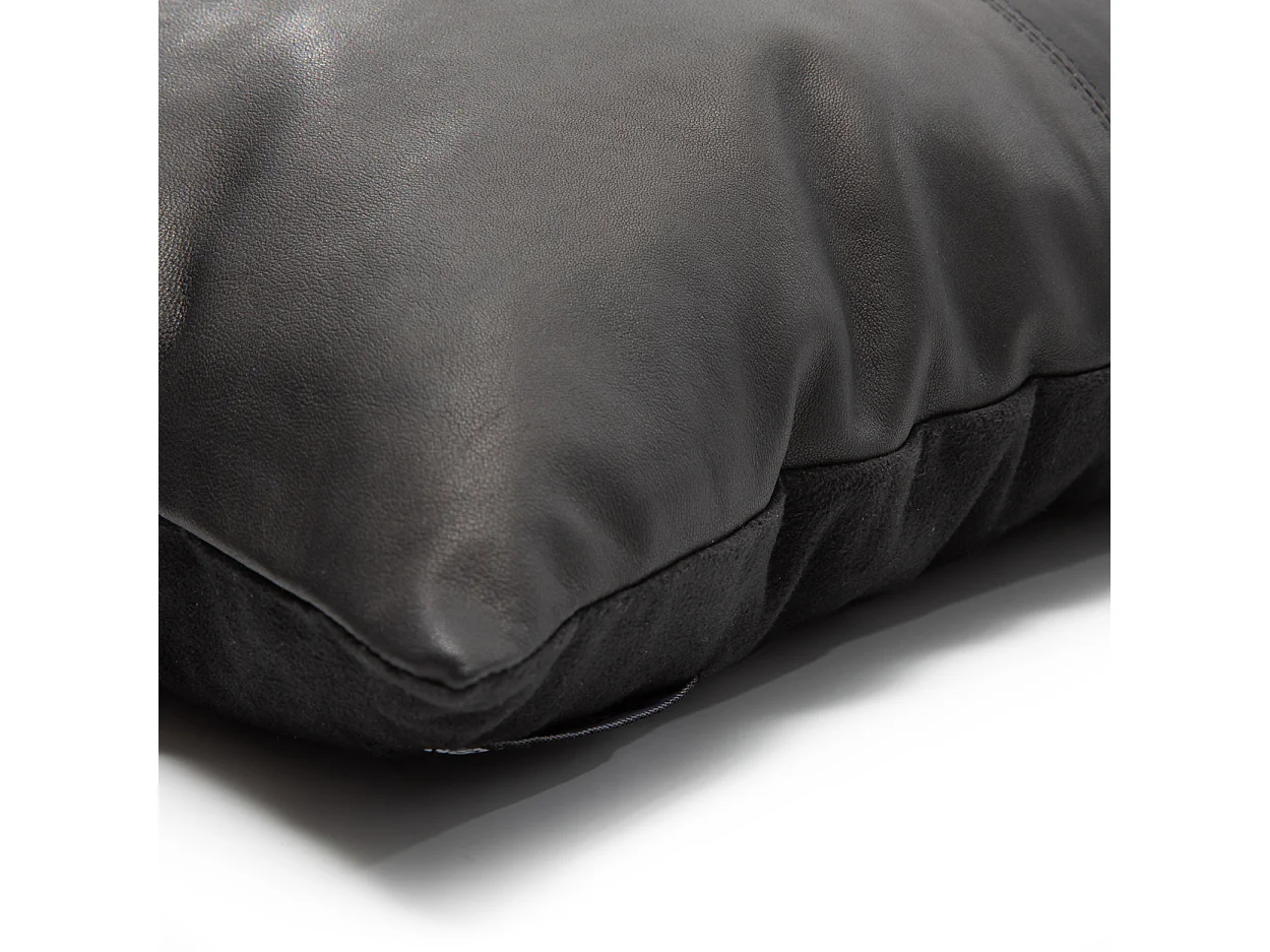 The Four Panel Leather Cushion Cover - Black - 40x40