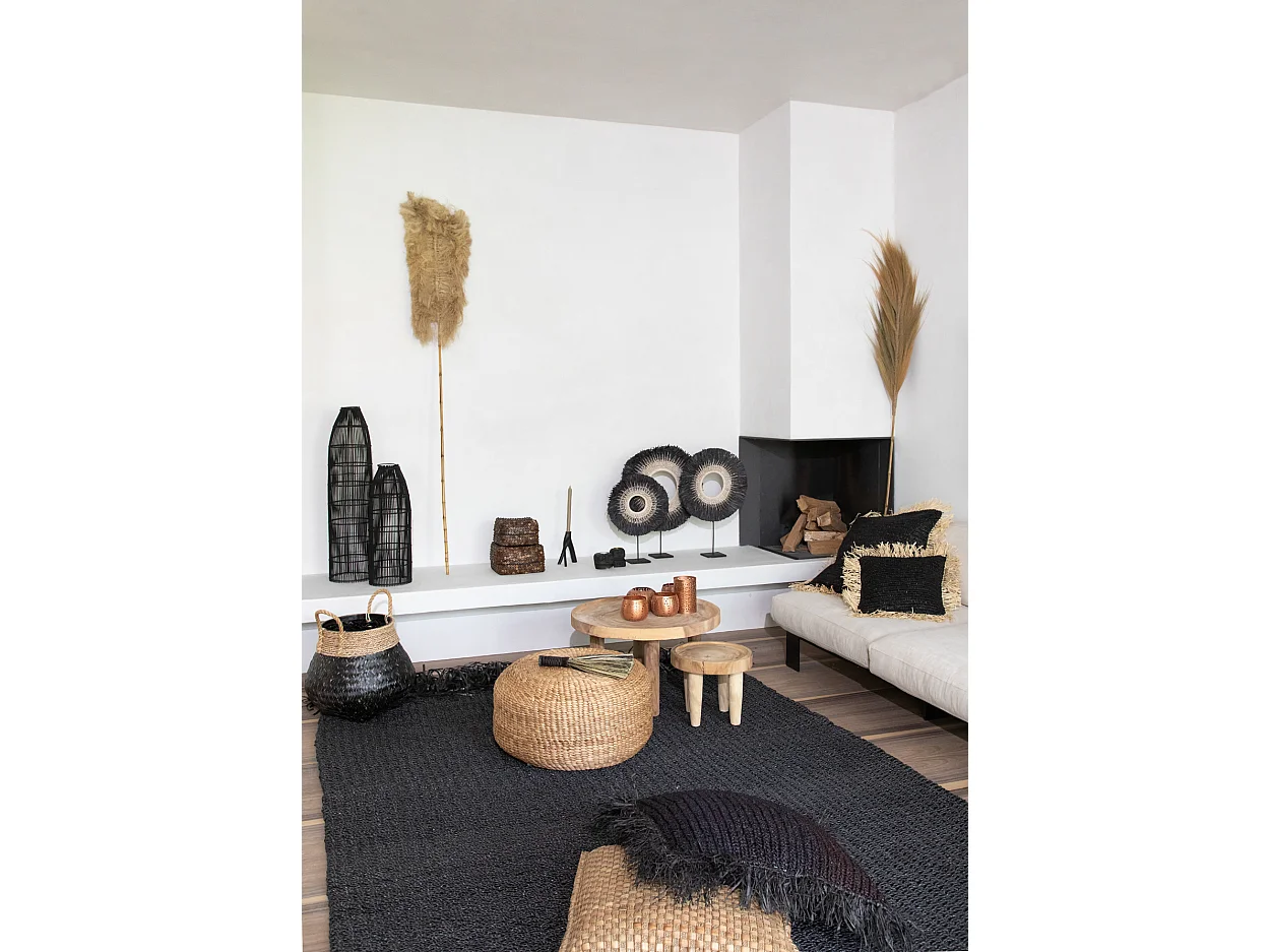 La Raffia Funda de Cojín Square - Black - 60x60