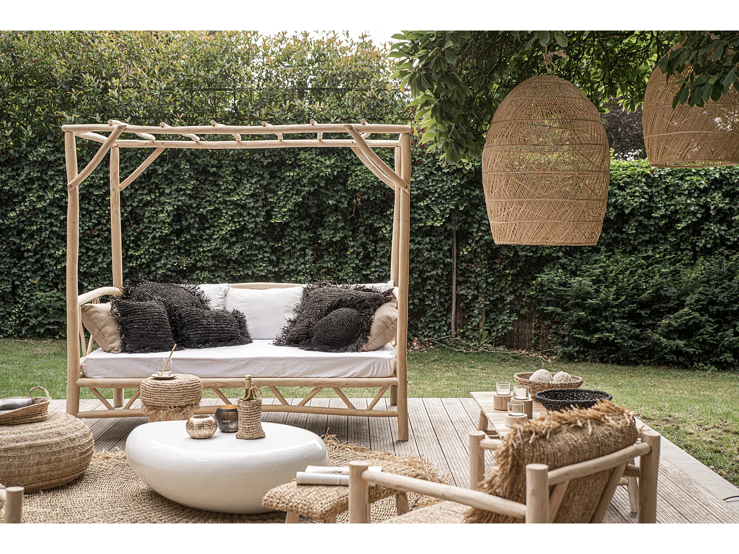 La Raffia Funda de Cojín Square - Black - 60x60