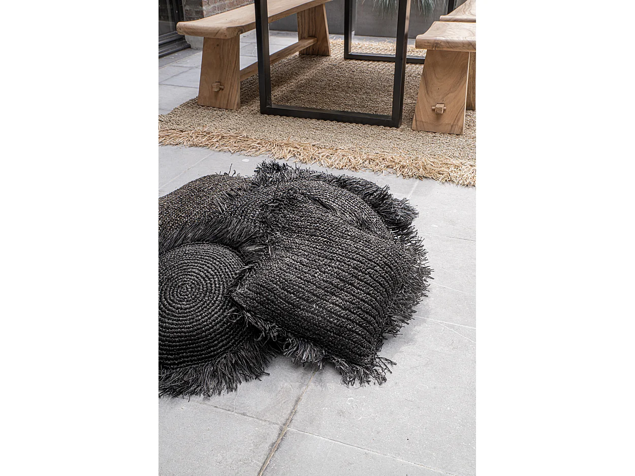 La Funda de Cojín Raffia Cuadrada - Negro - 40x40