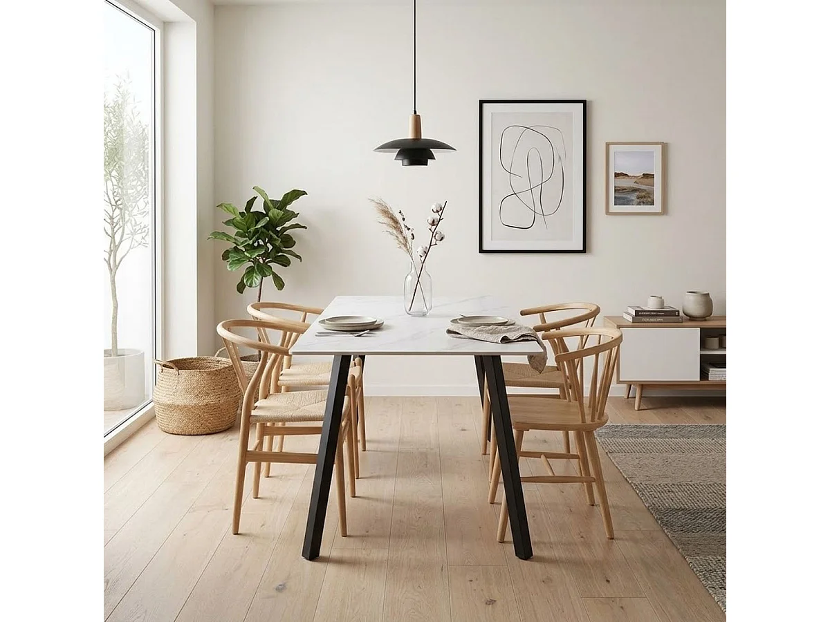 Mesa de comedor Marlot diseño fijo negro 75x140x80 cm