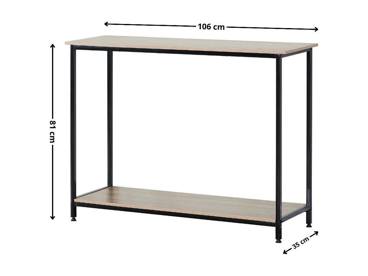 Consola Provenza con estante inferior negro/natural 81x106x35 cm