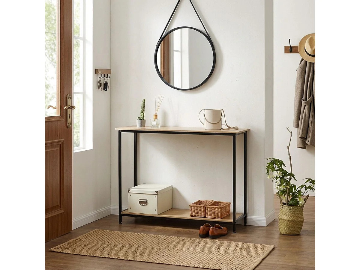 Consola Provenza con estante inferior negro/natural 81x106x35 cm