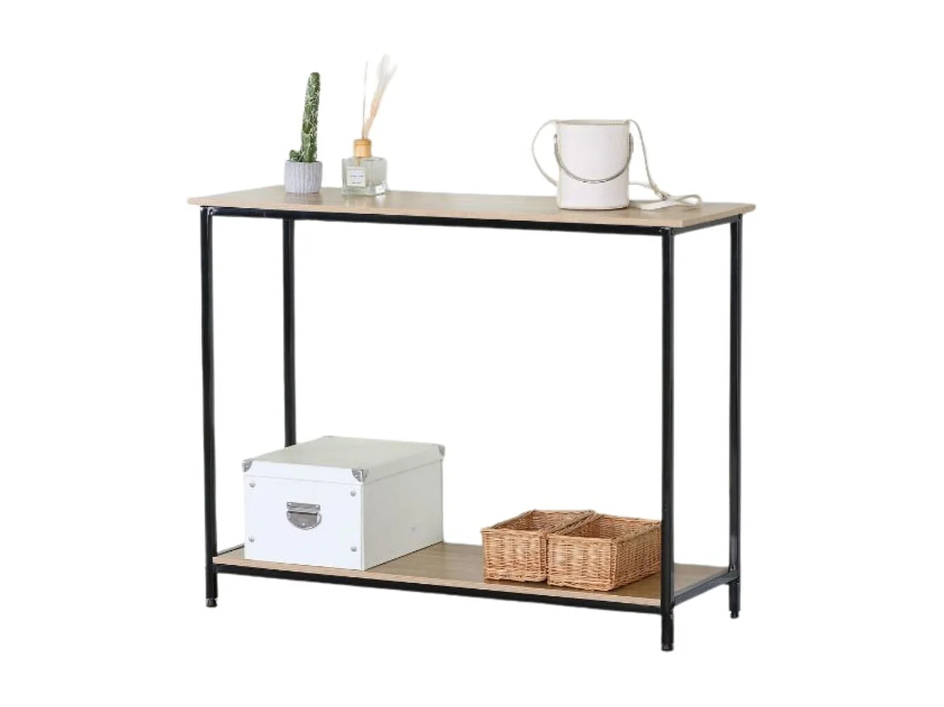 Consola Provenza con estante inferior negro/natural 81x106x35 cm