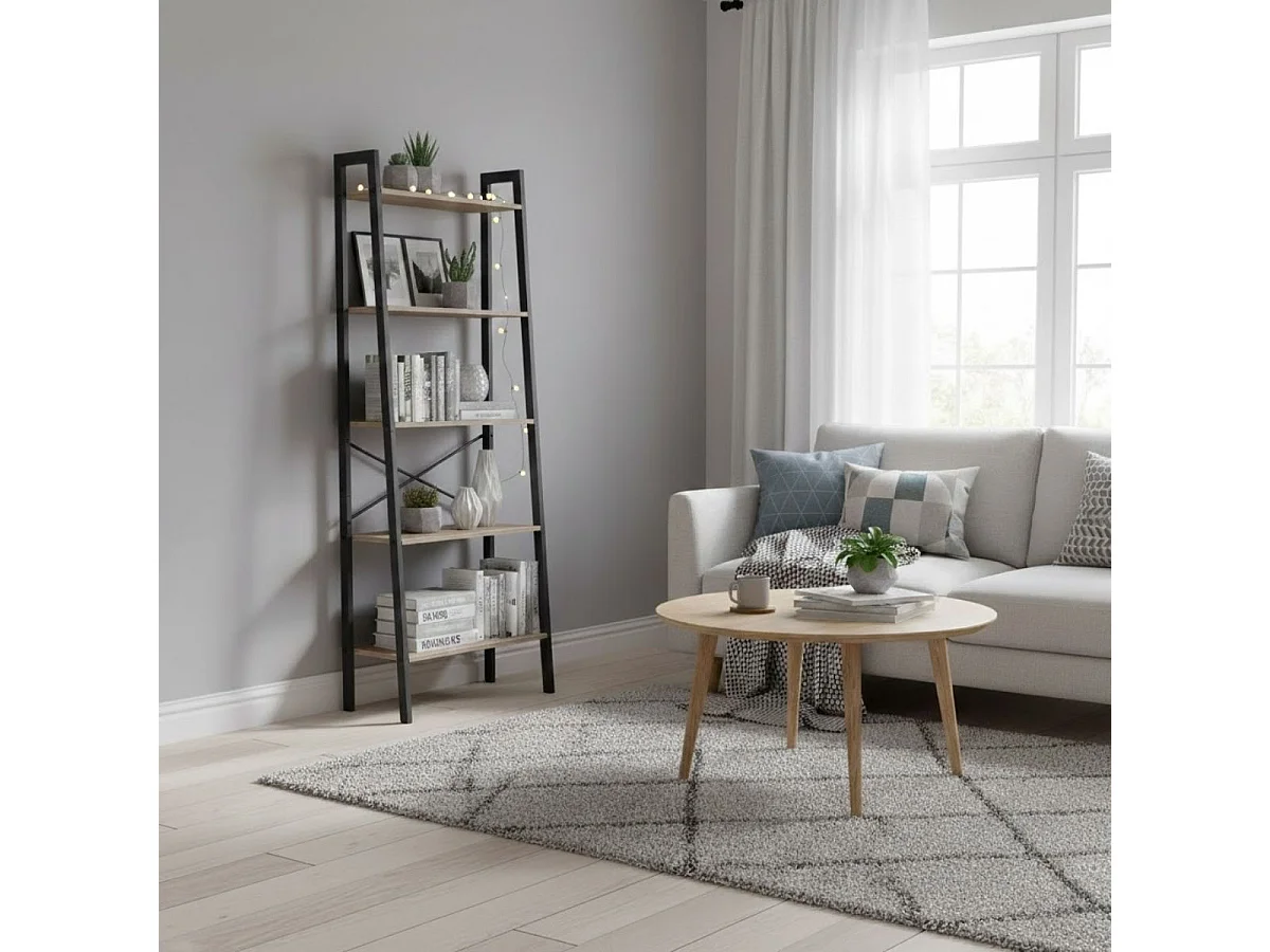 Estantería Aurea 5 niveles negro/natural 152x56x37 cm