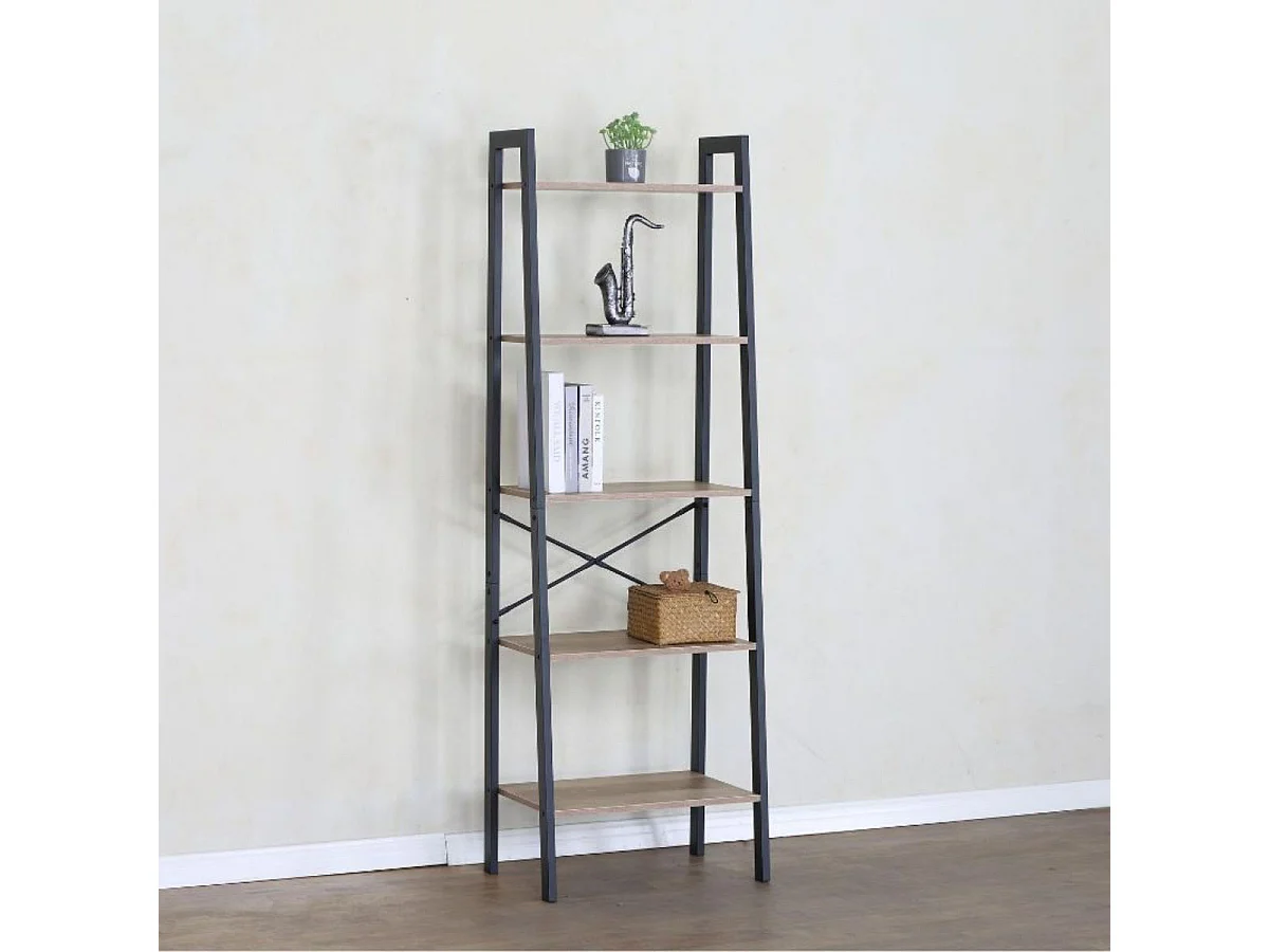 Estantería Aurea 5 niveles negro/natural 152x56x37 cm