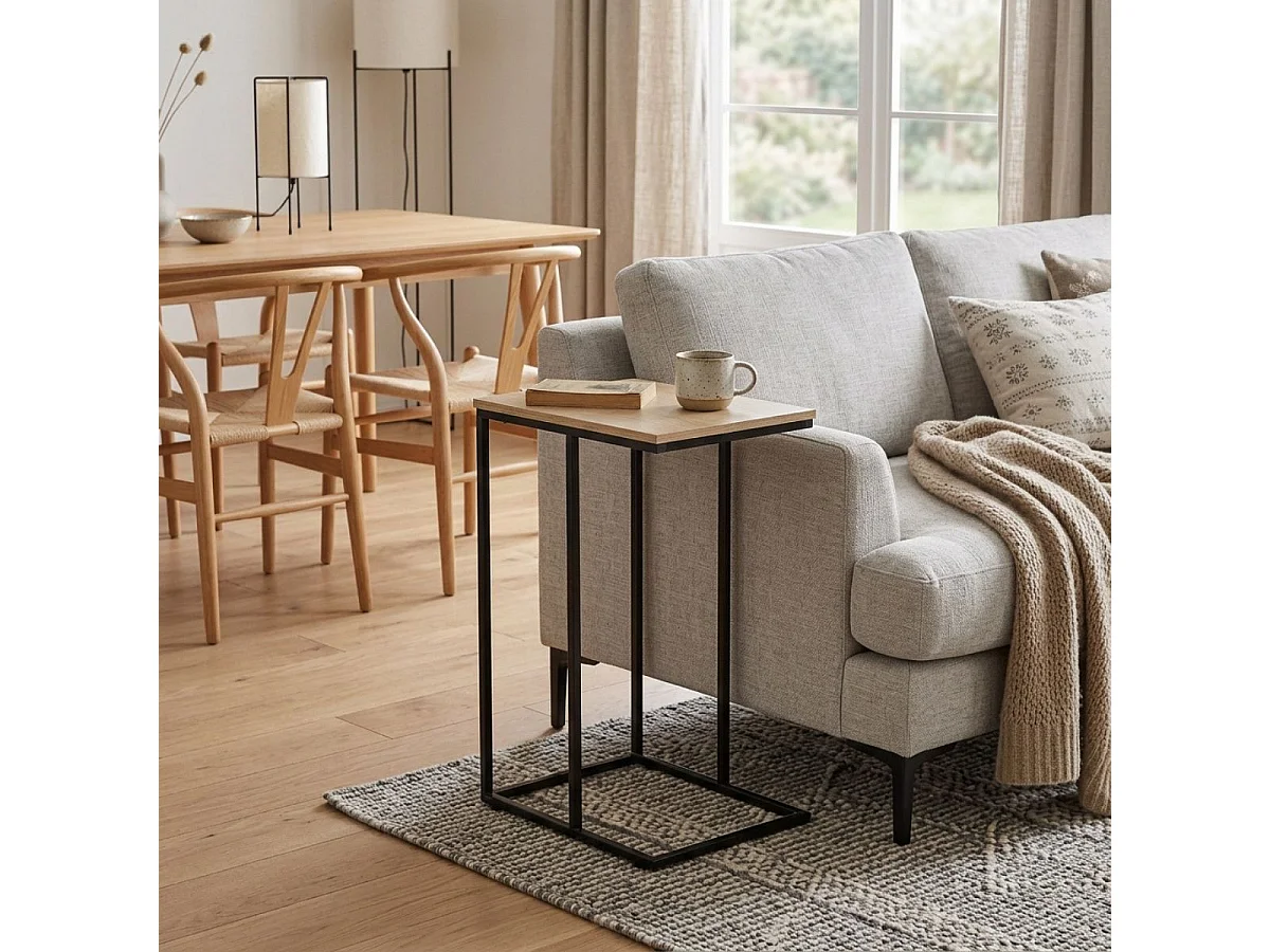 Mesa auxiliar Mistral con diseño deslizante roble 65x30x40 cm