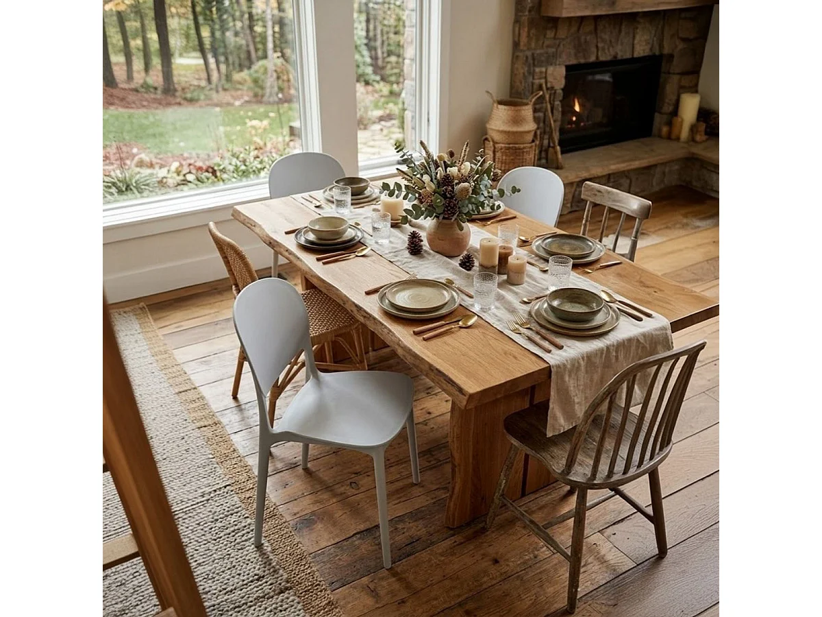 Pack de 4 sillas Belvera respaldo curvado blanco 80x40x38 cm