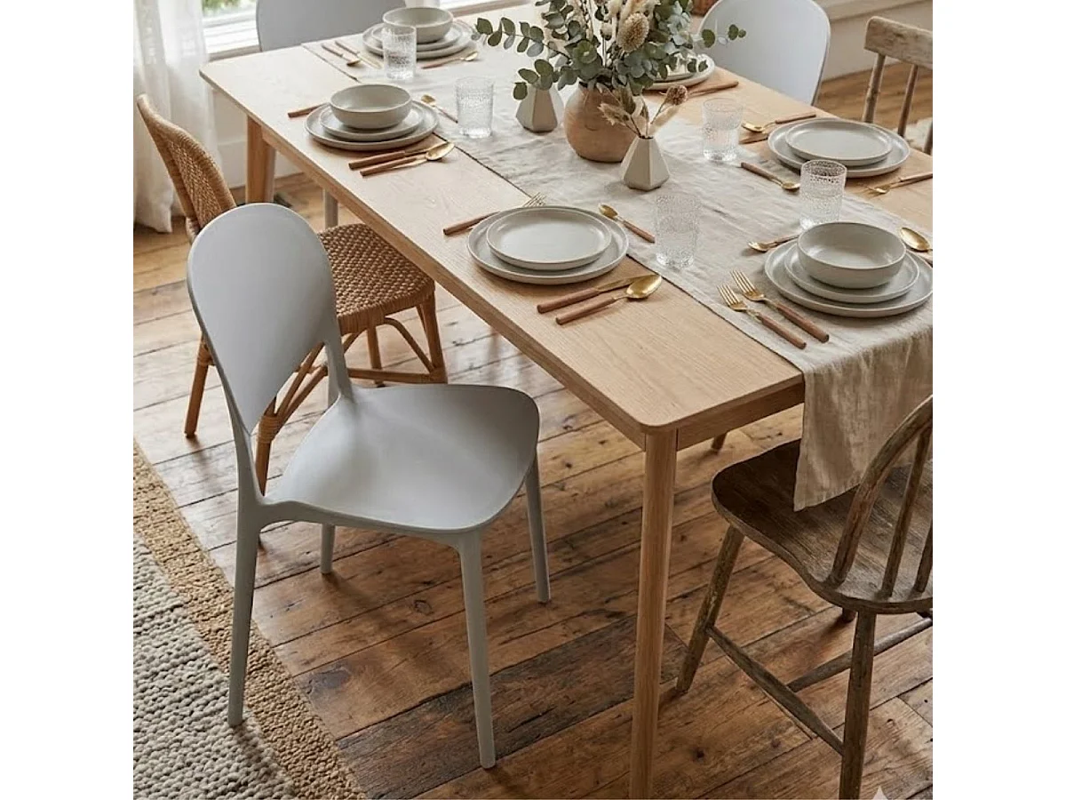 Pack de 4 sillas Belvera respaldo curvado blanco 80x40x38 cm