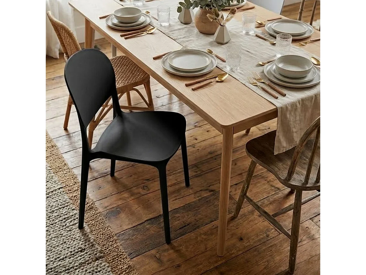 Pack de 4 sillas Belvera respaldo curvado negro 80x40x38 cm