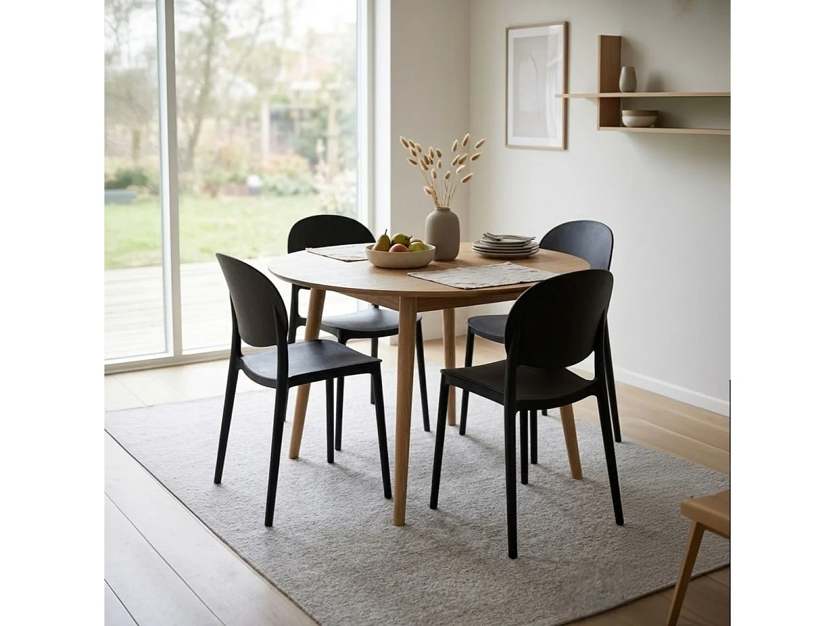 Pack de 4 sillas Belvera respaldo curvado negro 80x40x38 cm