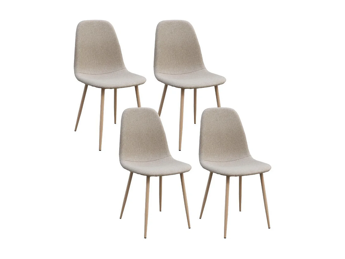Pack de 4 sillas de comedor Malmo beige 87x44x30 cm