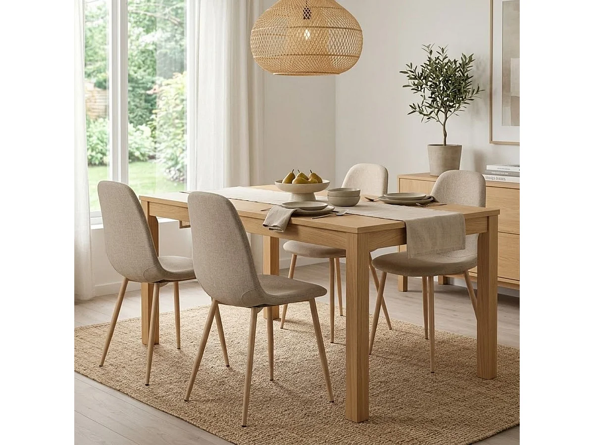 Pack de 4 sillas de comedor Malmo beige 87x44x30 cm