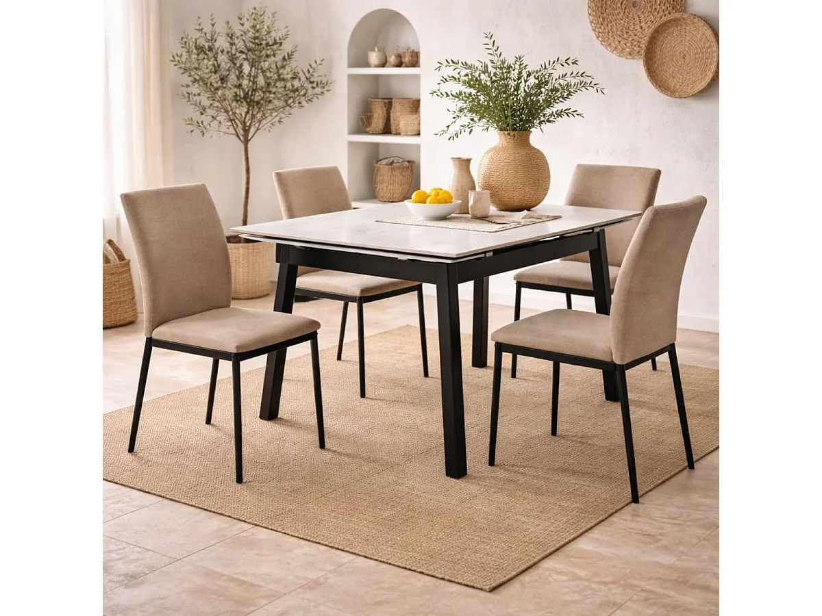 Pack de 4 sillas de comedor Ismael beige 106x50x23 cm