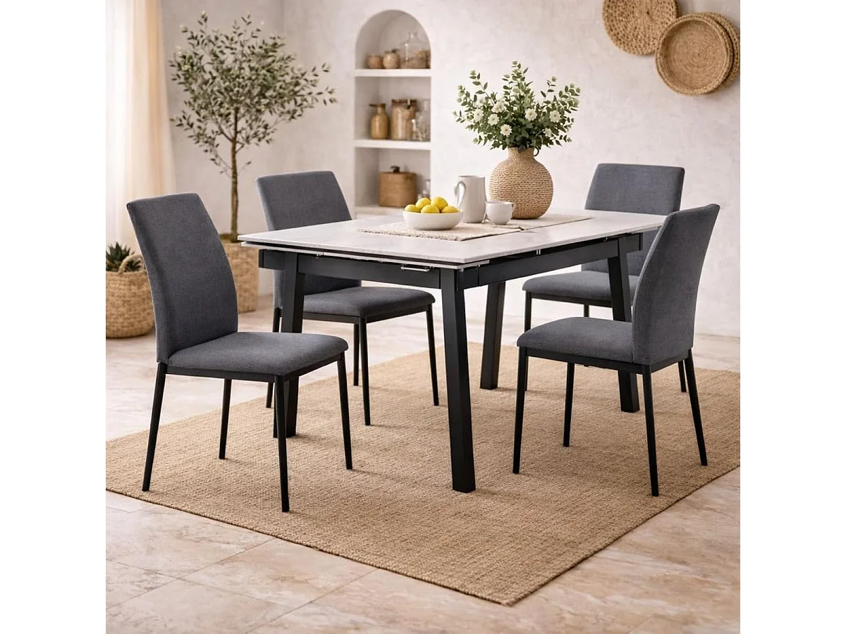 Pack de 4 sillas de comedor Ismael gris 106x50x23 cm