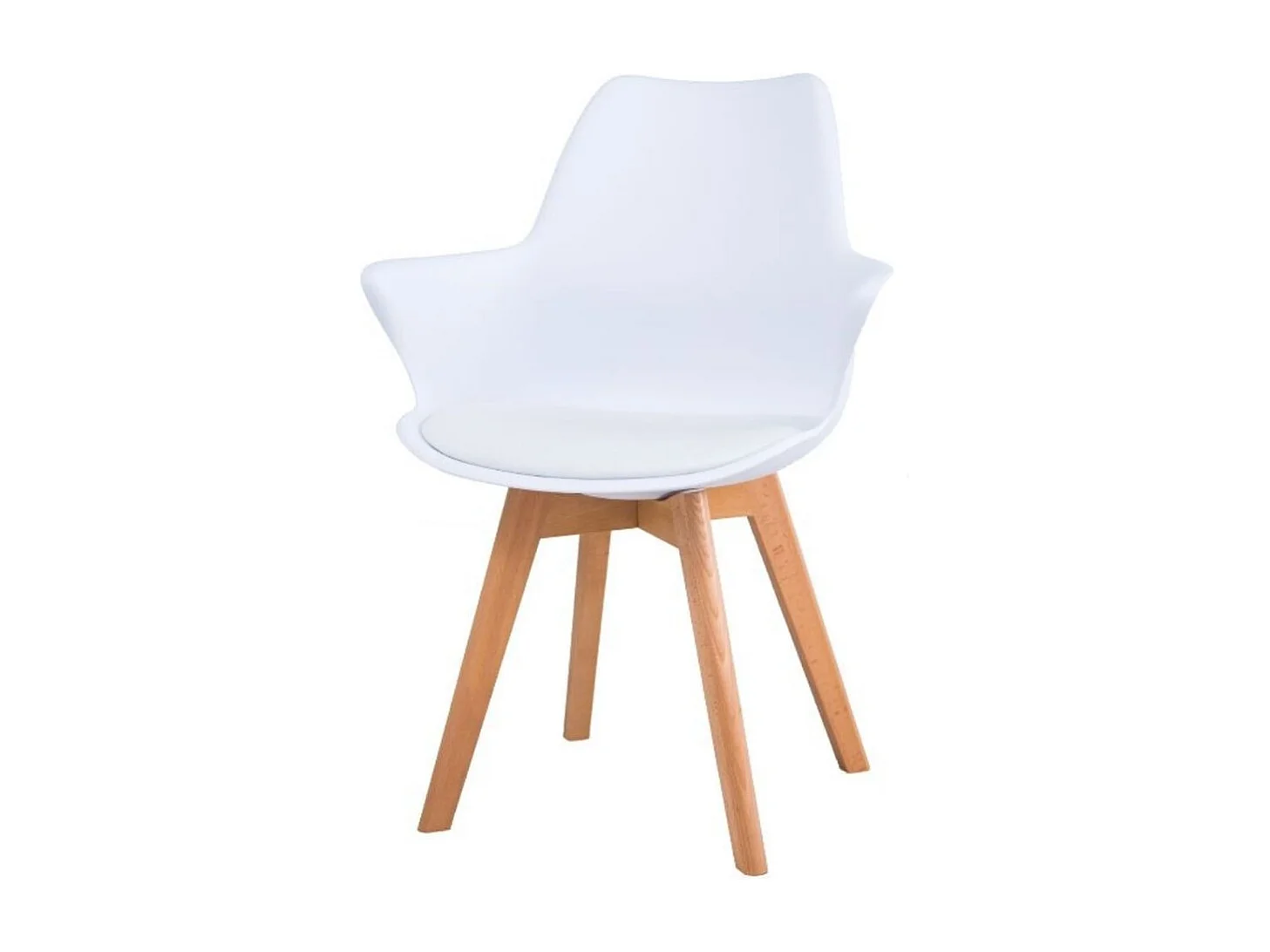 Pack de 4 sillas Marlot con reposabrazos blanco/natural 80x61x59 cm