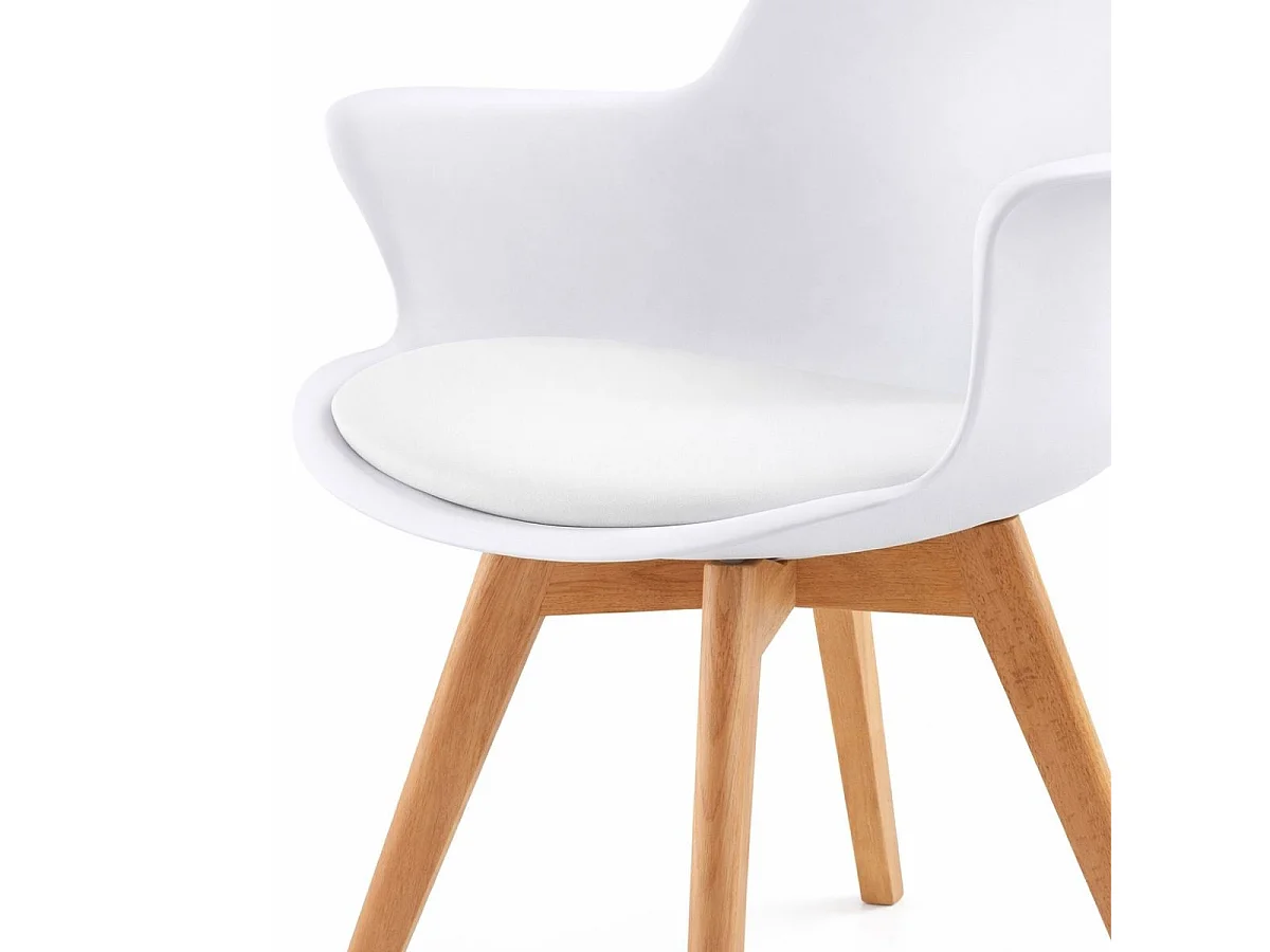 Pack de 4 sillas Marlot con reposabrazos blanco/natural 80x61x59 cm