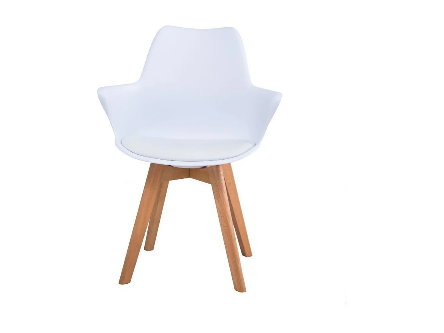 Pack de 4 sillas Marlot con reposabrazos blanco/natural 80x61x59 cm