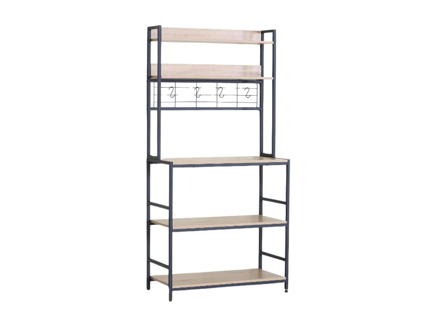 Mueble auxiliar Vértice con ganchos y estantes negro/natural 171x84x40 cm