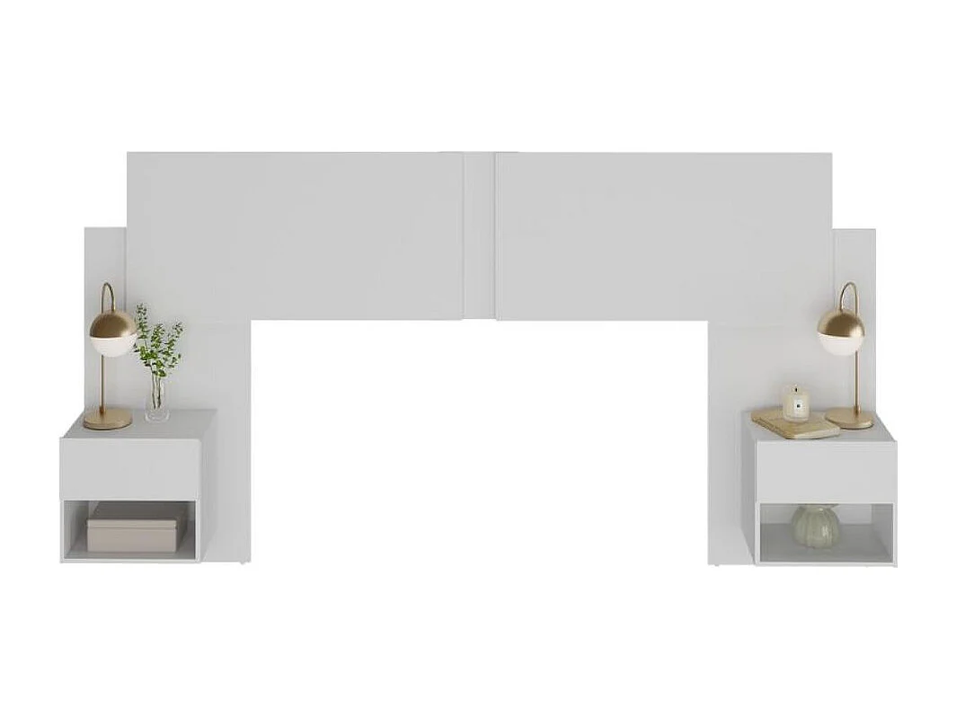 Conjunto de dormitorio Mónica cabecero + 2 mesitas de noche blanco
