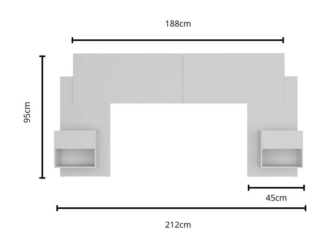 Conjunto de dormitorio Mónica cabecero + 2 mesitas de noche blanco