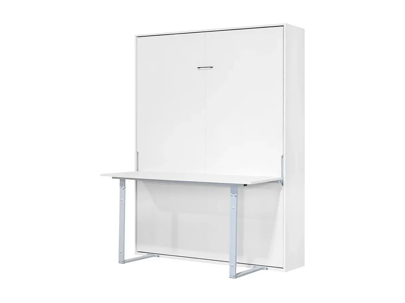 Cama abatible vertical Lupe con escritorio y somier blanco 90x190 cm