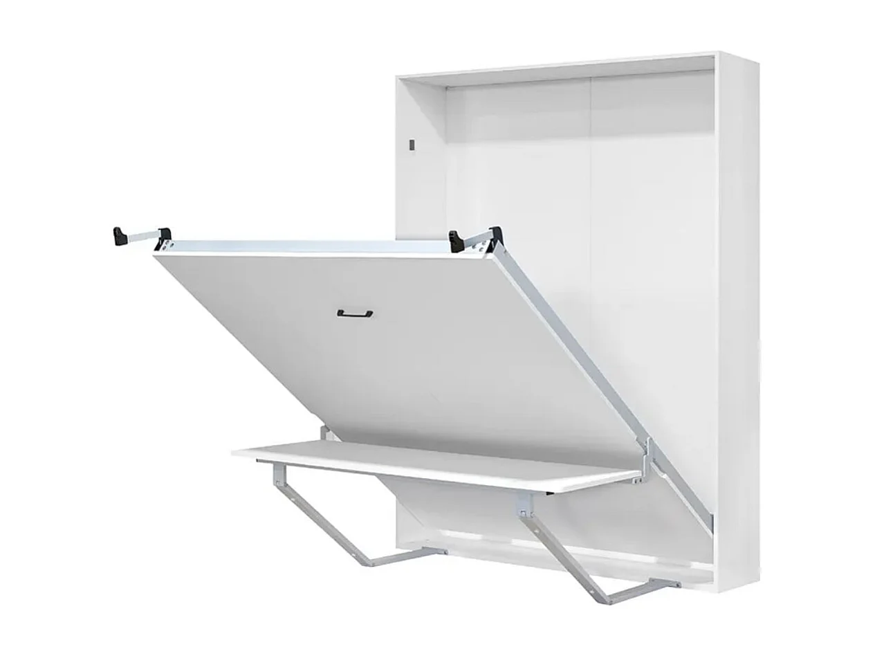 Cama abatible vertical Lupe con escritorio y somier blanco 90x190 cm