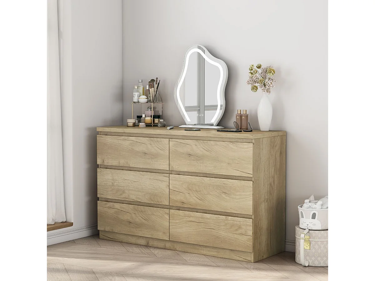 Cómoda María 6 cajones natural 75x120x39,5 cm